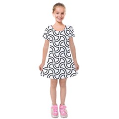 Pattern Monochrome Repeat Black And White Kids  Short Sleeve Velvet Dress by Pakjumat