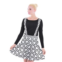 Pattern Monochrome Repeat Black And White Suspender Skater Skirt by Pakjumat