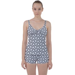 Pattern Monochrome Repeat Black And White Tie Front Two Piece Tankini by Pakjumat