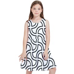 Pattern Monochrome Repeat Black And White Kids  Skater Dress by Pakjumat