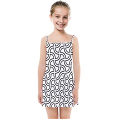 Pattern Monochrome Repeat Black And White Kids  Summer Sun Dress by Pakjumat