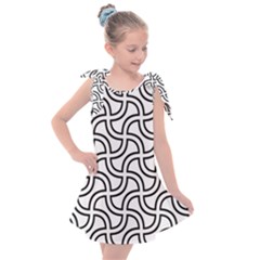 Pattern Monochrome Repeat Black And White Kids  Tie Up Tunic Dress by Pakjumat