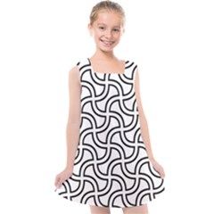 Pattern Monochrome Repeat Black And White Kids  Cross Back Dress by Pakjumat