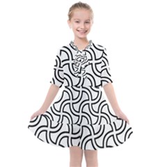 Pattern Monochrome Repeat Black And White Kids  All Frills Chiffon Dress by Pakjumat