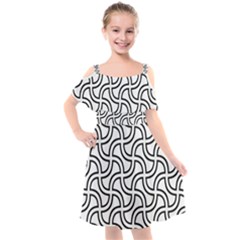 Pattern Monochrome Repeat Black And White Kids  Cut Out Shoulders Chiffon Dress by Pakjumat