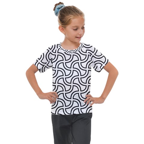 Pattern Monochrome Repeat Black And White Kids  Mesh Piece T-shirt by Pakjumat