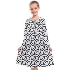 Pattern Monochrome Repeat Black And White Kids  Midi Sailor Dress by Pakjumat