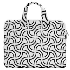 Pattern Monochrome Repeat Black And White Macbook Pro 16  Double Pocket Laptop Bag  by Pakjumat