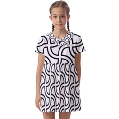 Pattern Monochrome Repeat Black And White Kids  Asymmetric Collar Dress by Pakjumat