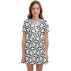 Pattern Monochrome Repeat Black And White Kids  Sweet Collar Dress by Pakjumat