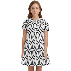 Pattern Monochrome Repeat Black And White Kids  Bow Tie Puff Sleeve Dress by Pakjumat