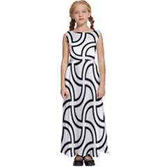 Pattern Monochrome Repeat Black And White Kids  Satin Sleeveless Maxi Dress by Pakjumat