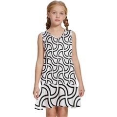 Pattern Monochrome Repeat Black And White Kids  Sleeveless Tiered Mini Dress by Pakjumat