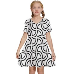 Pattern Monochrome Repeat Black And White Kids  Short Sleeve Tiered Mini Dress by Pakjumat