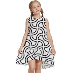 Pattern Monochrome Repeat Black And White Kids  Frill Swing Dress by Pakjumat