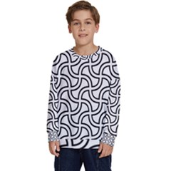 Pattern Monochrome Repeat Black And White Kids  Crewneck Sweatshirt by Pakjumat