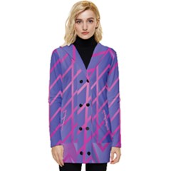 Geometric Background Abstract Button Up Hooded Coat  by Pakjumat