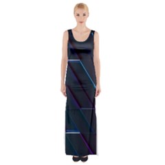 Glass Scifi Violet Ultraviolet Thigh Split Maxi Dress by Pakjumat