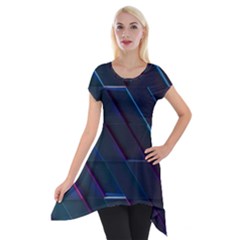 Glass Scifi Violet Ultraviolet Short Sleeve Side Drop Tunic by Pakjumat