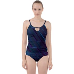 Glass Scifi Violet Ultraviolet Cut Out Top Tankini Set by Pakjumat