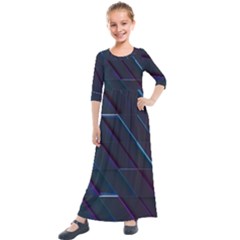 Glass Scifi Violet Ultraviolet Kids  Quarter Sleeve Maxi Dress by Pakjumat