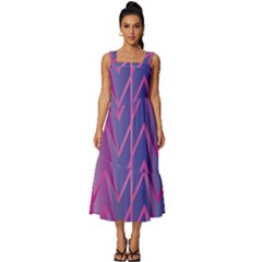 Geometric Background Abstract Square Neckline Tiered Midi Dress by Pakjumat