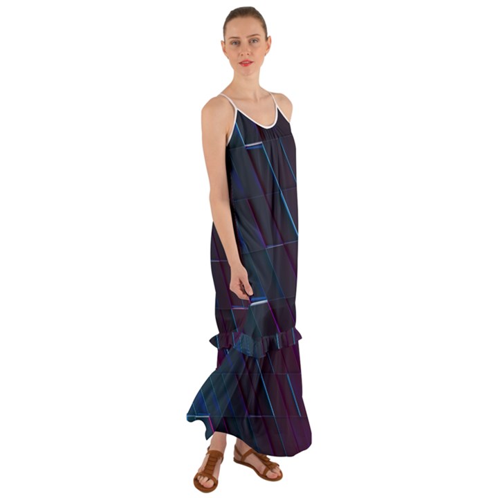 Glass Scifi Violet Ultraviolet Cami Maxi Ruffle Chiffon Dress