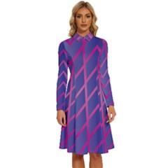 Geometric Background Abstract Long Sleeve Shirt Collar A-line Dress by Pakjumat