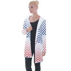 Dots Pointillism Abstract Chevron Longline Hooded Cardigan by Pakjumat