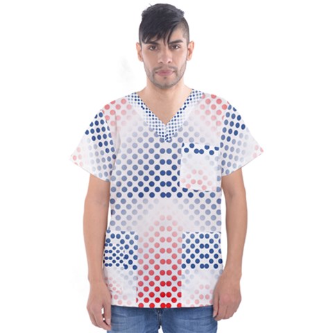 Dots Pointillism Abstract Chevron Men s V-neck Scrub Top by Pakjumat