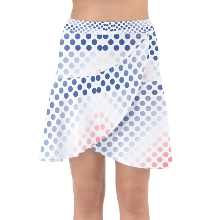 Dots Pointillism Abstract Chevron Wrap Front Skirt