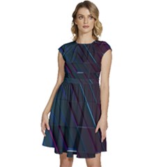 Glass Scifi Violet Ultraviolet Cap Sleeve High Waist Dress by Pakjumat