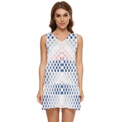 Dots Pointillism Abstract Chevron Tiered Sleeveless Mini Dress by Pakjumat