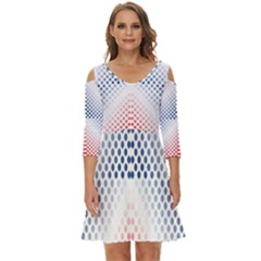 Dots Pointillism Abstract Chevron Shoulder Cut Out Zip Up Dress by Pakjumat