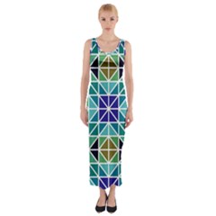 Mosaic Triangle Symmetry Fitted Maxi Dress by Apen