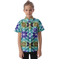 Mosaic Triangle Symmetry Kids  Short Sleeve Shirt by Apen