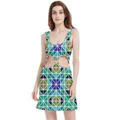 Mosaic Triangle Symmetry Velour Cutout Dress by Apen