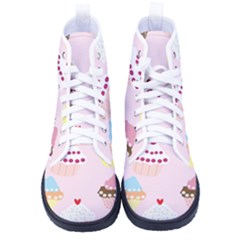 Cupcakes Wallpaper Paper Background Kid s High-top Canvas Sneakers by Apen