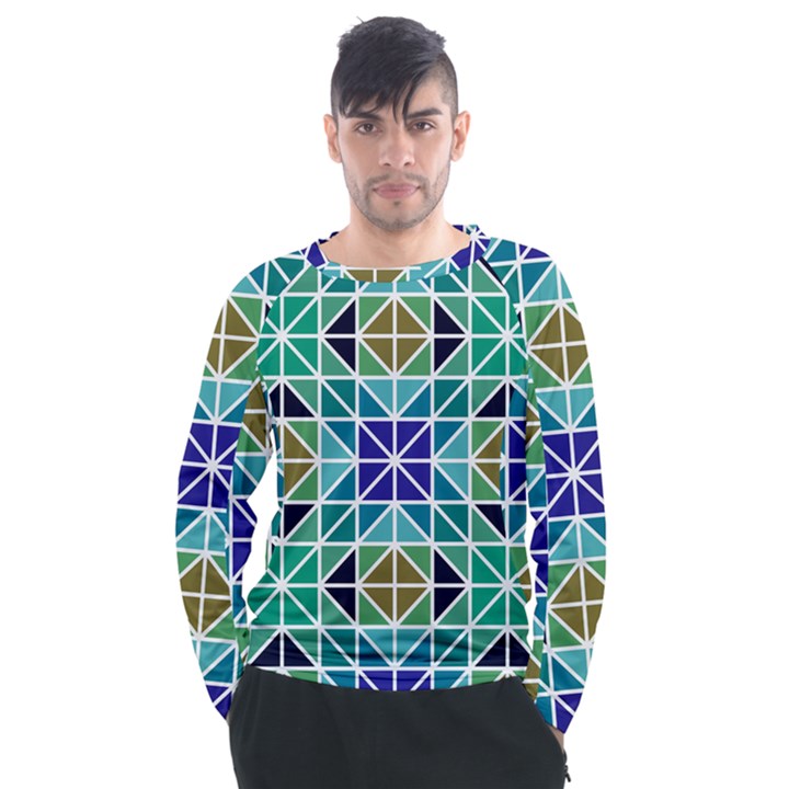 Mosaic Triangle Symmetry Men s Long Sleeve Raglan T-Shirt