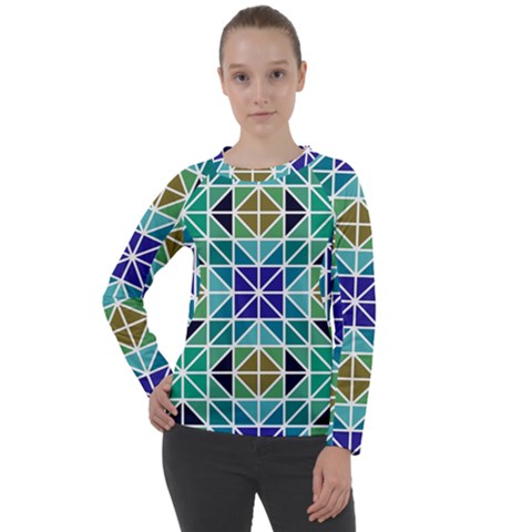 Mosaic Triangle Symmetry Women s Long Sleeve Raglan T-shirt by Apen