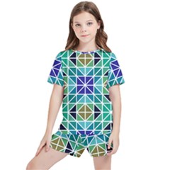 Mosaic Triangle Symmetry Kids  T-shirt And Sports Shorts Set by Apen