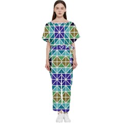 Mosaic Triangle Symmetry Batwing Lightweight Chiffon Jumpsuit by Apen