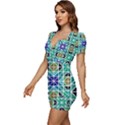 Mosaic Triangle Symmetry Low Cut Cap Sleeve Mini Dress View2