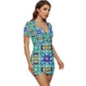 Mosaic Triangle Symmetry Low Cut Cap Sleeve Mini Dress View3