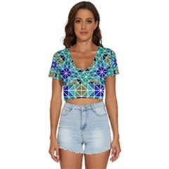 Mosaic Triangle Symmetry V-neck Crop Top by Apen