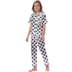 Stylized Flower Floral Pattern Kids  Satin Short Sleeve Pajamas Set by Apen