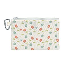 Floral Pattern Wallpaper Retro Canvas Cosmetic Bag (medium) by Apen