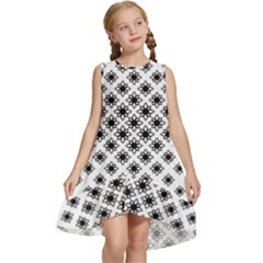 Stylized Flower Floral Pattern Kids  Frill Swing Dress