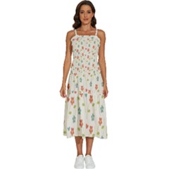 Floral Pattern Wallpaper Retro Sleeveless Shoulder Straps Boho Dress by Apen