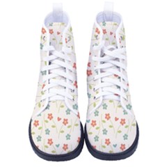 Floral Pattern Wallpaper Retro Kid s High-top Canvas Sneakers by Apen